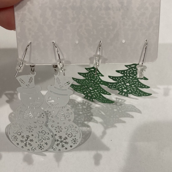 Two Earrings, Christmas Tree and Snowman - NEW - Picture 4 of 4